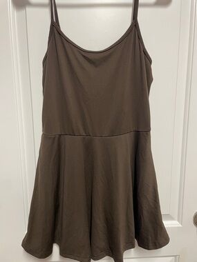 SHEIN Olive Brown Petite M Dress with Spaghetti Straps
